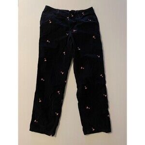 Women's Black Corduroy Pants Size 8 Retro Embroidered Pink Martinis Broken Clasp